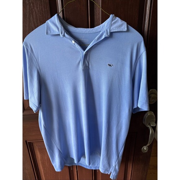 Vineyard Vines Shirt Mens L Blue Performance Golf Polo Stretch Whale - Picture 1 of 6
